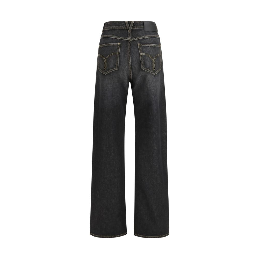 Versace Schwarze Jeans aus Baumwolle im geraden Schnitt