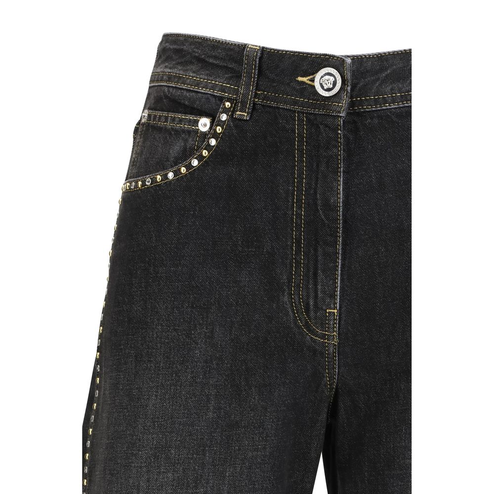 Versace Schwarze Jeans aus Baumwolle im geraden Schnitt