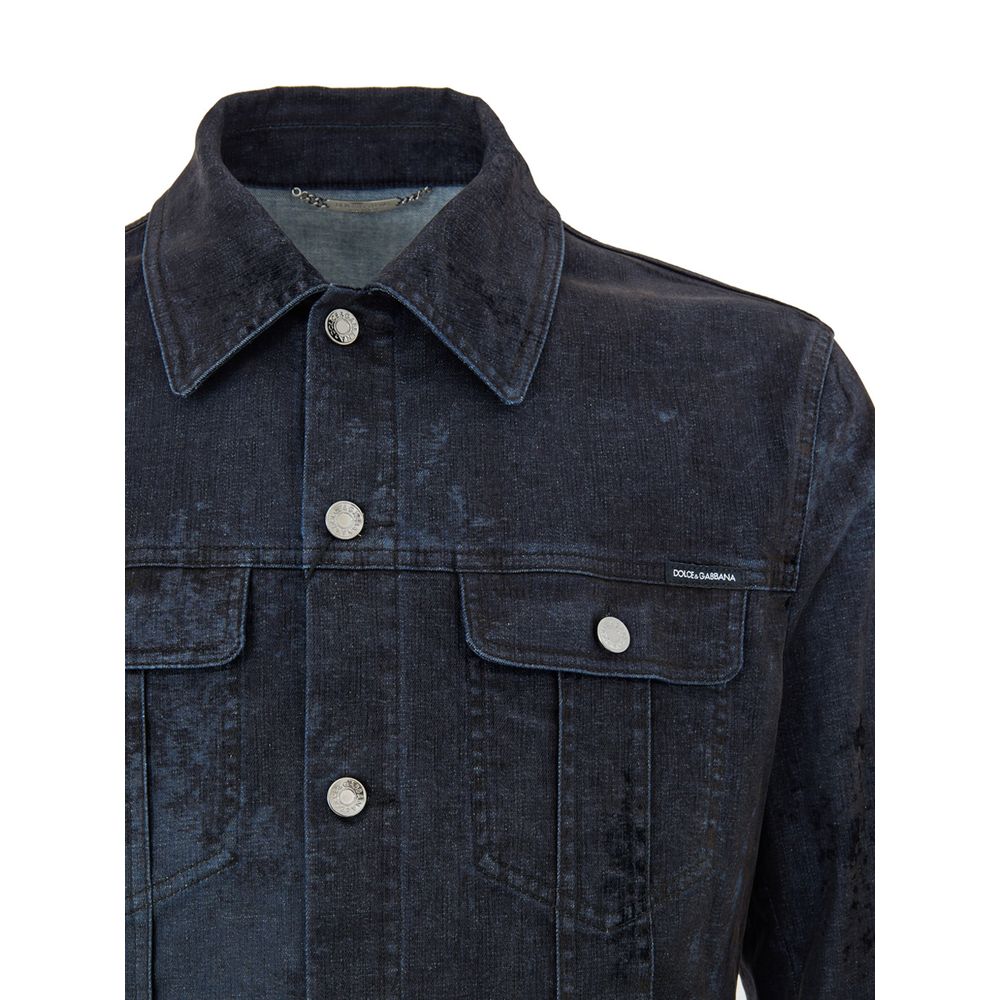 Dolce & Gabbana Graue Baumwoll-Denimjacke