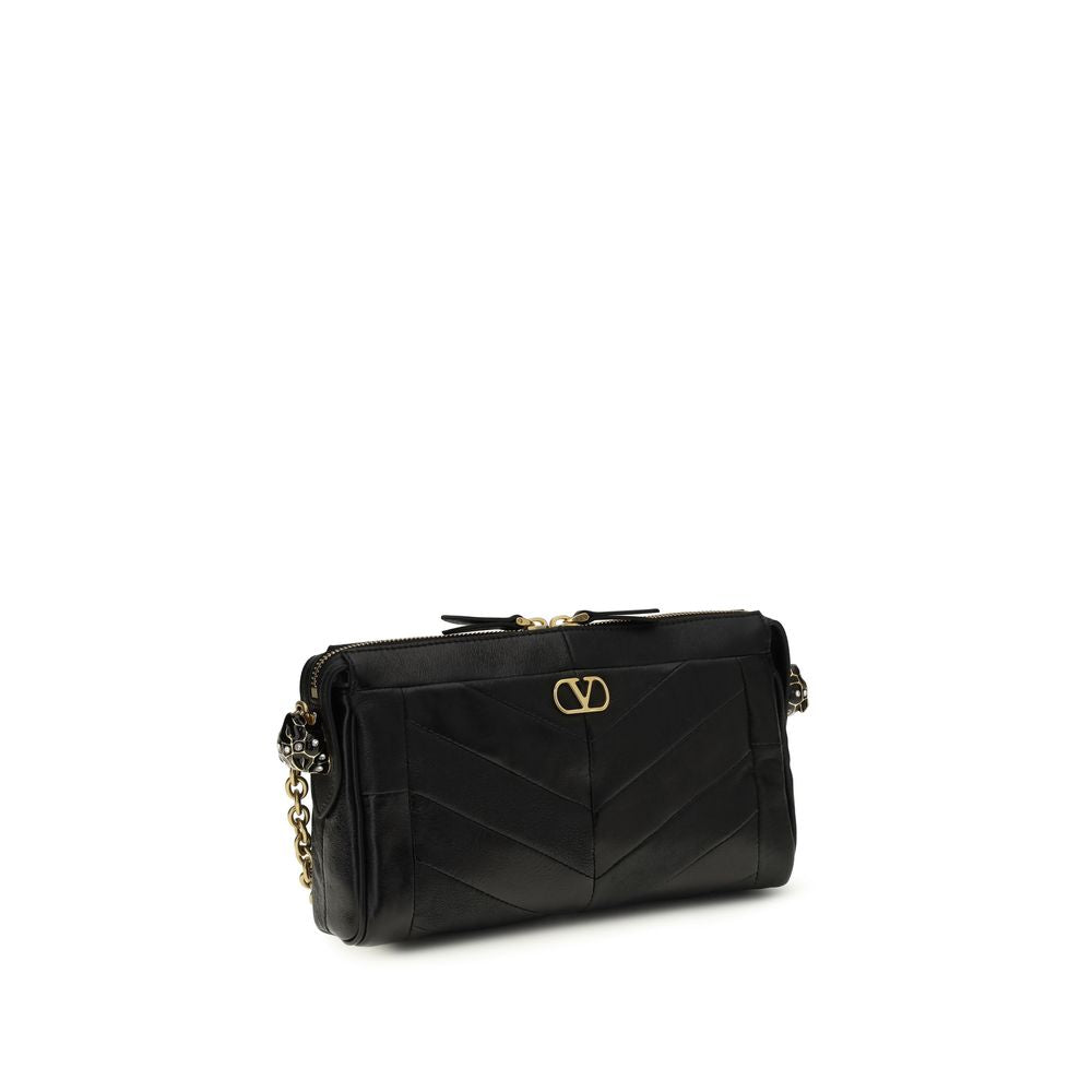 Valentino Garavani Black Lambskin Shoulder Bag Ovis Aries Aries