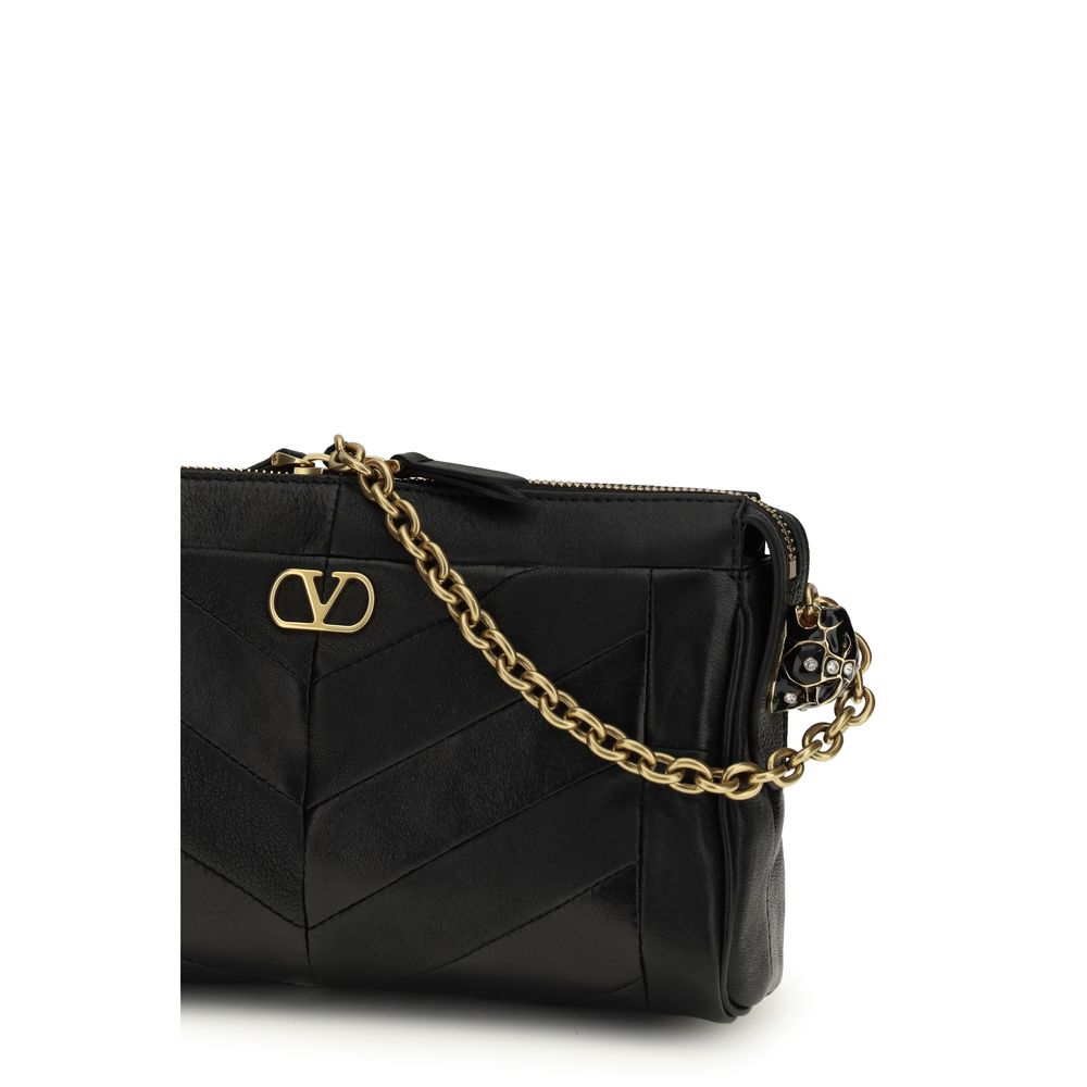 Valentino Garavani Black Lambskin Shoulder Bag Ovis Aries Aries