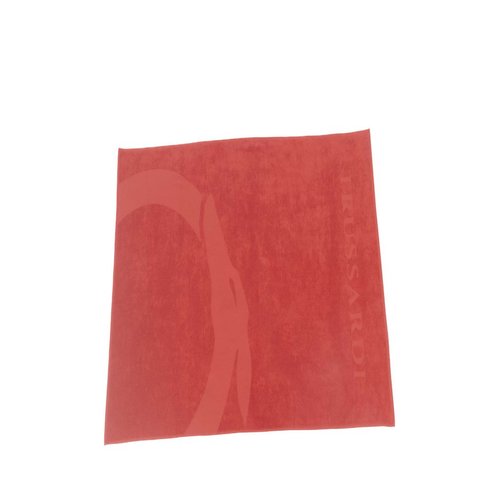 Trussardi Beachwear Red Cotton Men's Beach Towel