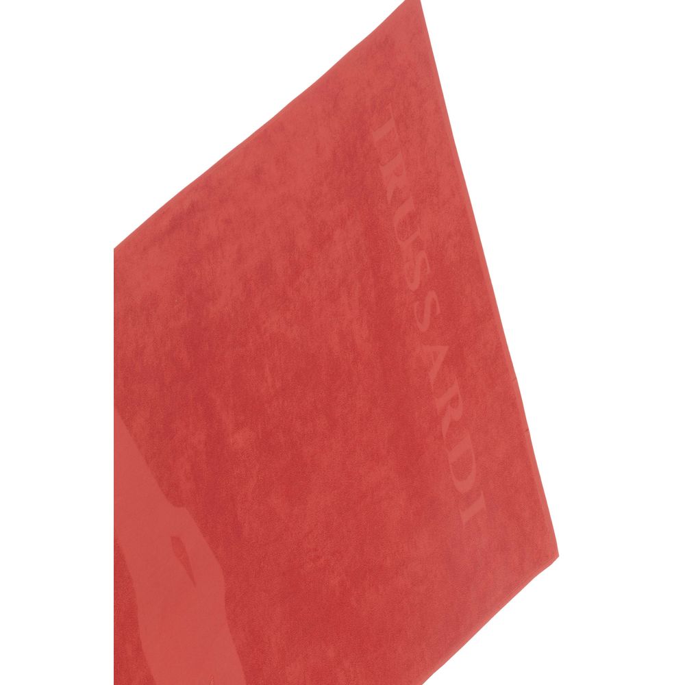 Trussardi Beachwear Red Cotton Men's Beach Towel