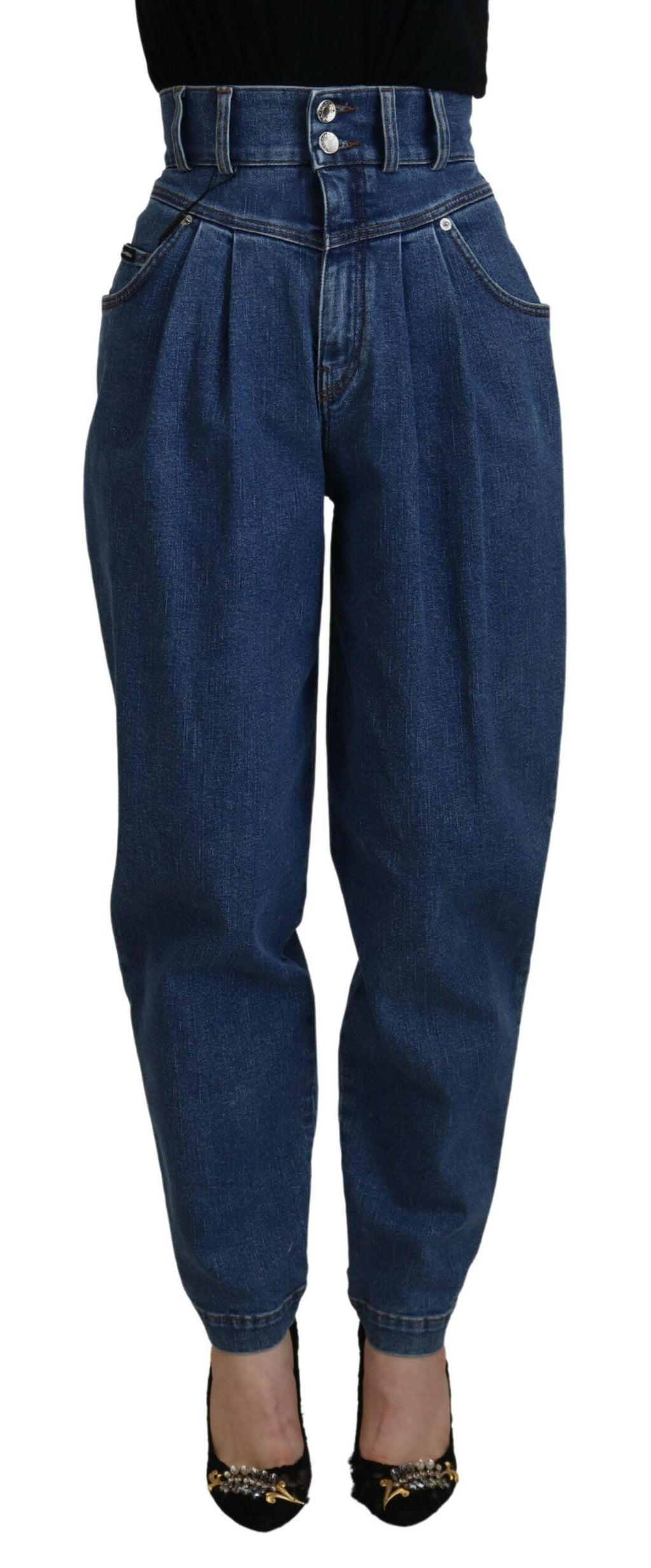 Dolce & Gabbana Blaue High-Waist Jeans aus Baumwolle