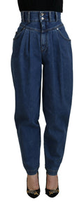Dolce & Gabbana Blaue High-Waist Jeans aus Baumwolle