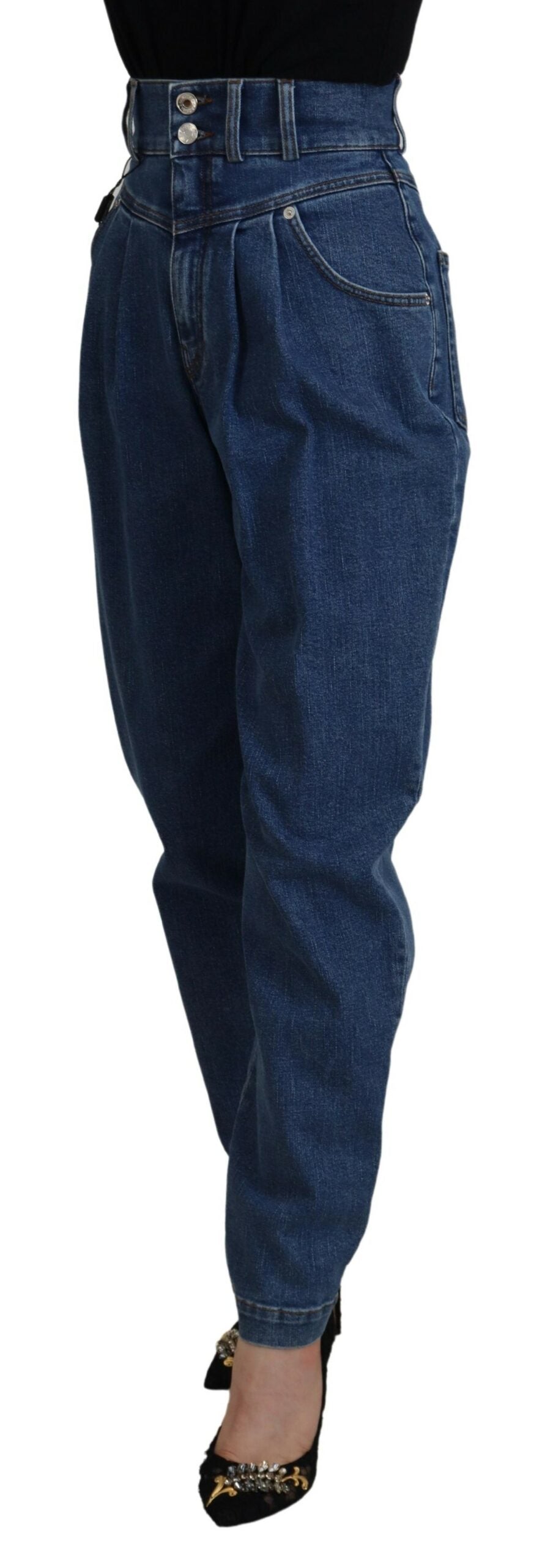 Dolce & Gabbana Blaue High-Waist Jeans aus Baumwolle