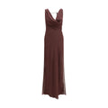 The Andamane Braunes Seiden-Maxikleid