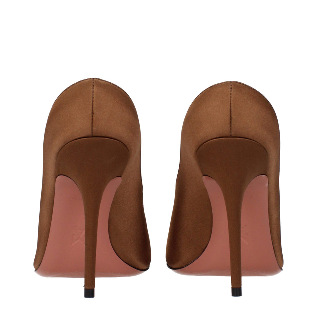 Amina Muaddi Braune Satin-Pumps mit hohem Absatz
