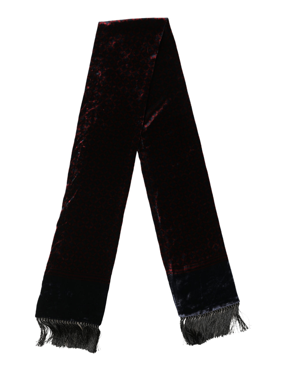 Dolce & Gabbana Schwarzer Roter Rayon Geometrisches Muster Fransen 140cm X 16cm Schal