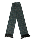 Dolce & Gabbana Grüner Seidenschal mit Blumenmuster und Fransen, 135cm x 16cm