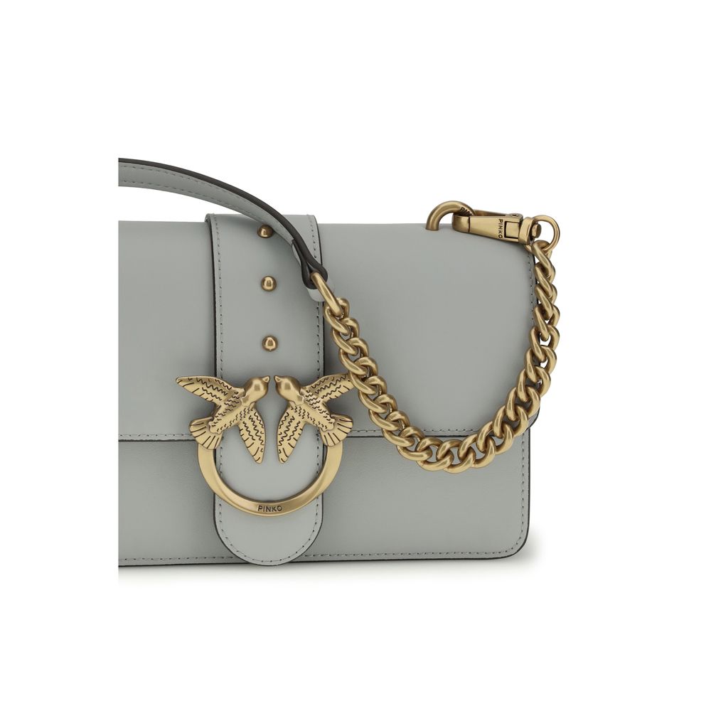 PINKO Graue Bos Taurus Kalbsleder Schultertasche