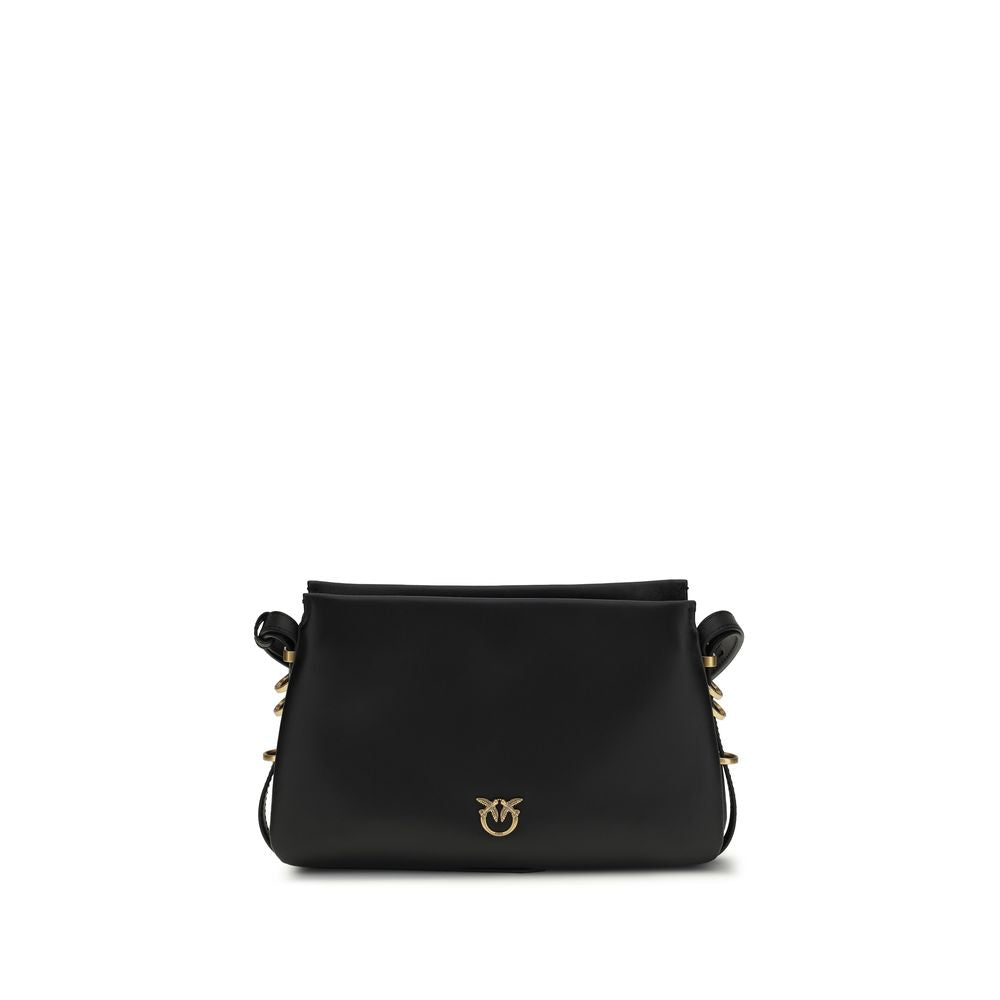 PINKO Black Bos Taurus Calfskin Shoulder Bag