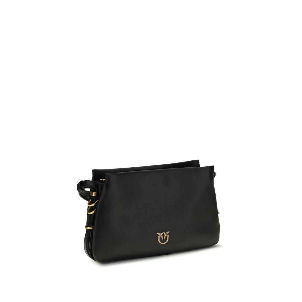 PINKO Black Bos Taurus Calfskin Shoulder Bag