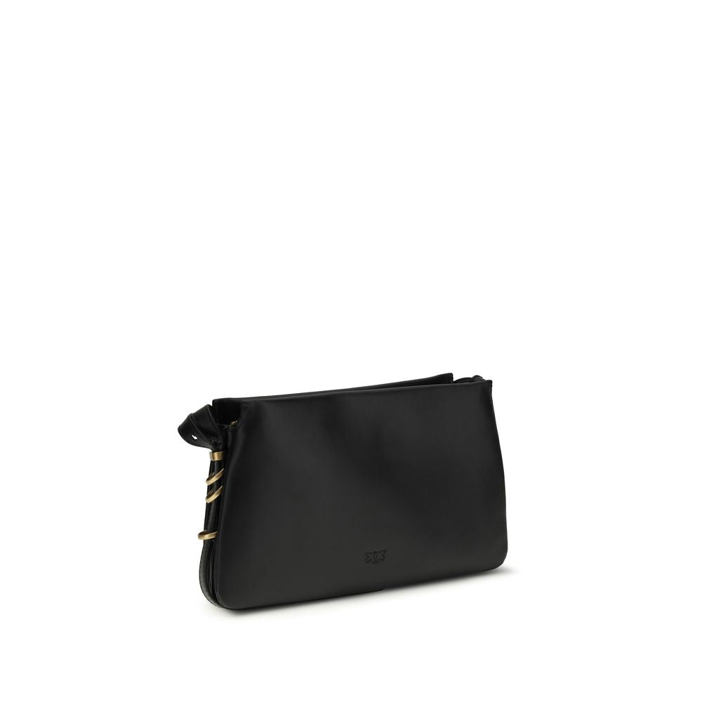 PINKO Black Bos Taurus Calfskin Shoulder Bag