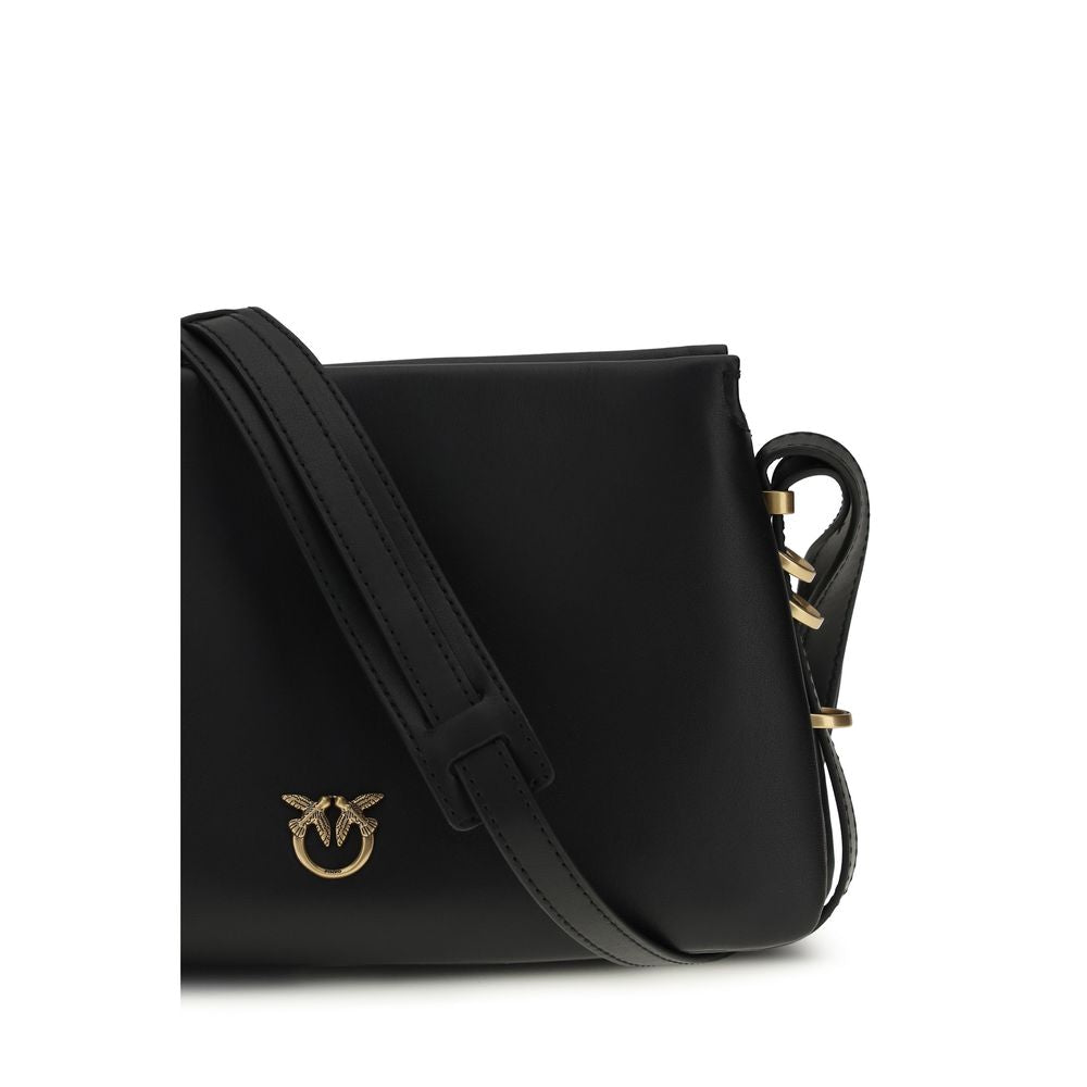 PINKO Black Bos Taurus Calfskin Shoulder Bag