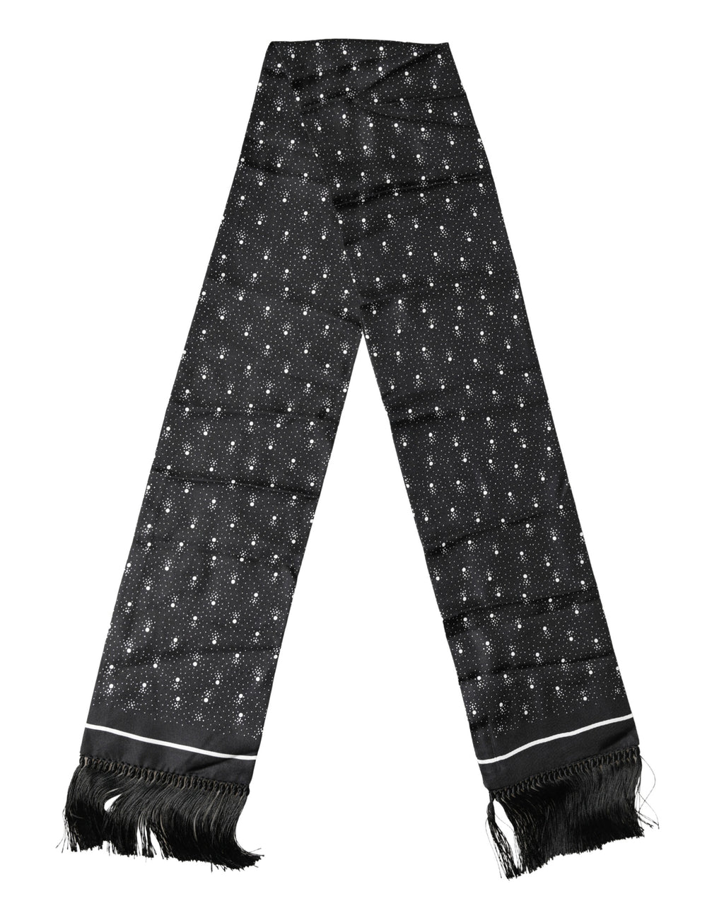 Dolce & Gabbana Silk Scarf with Black and White Polka Dot Pattern 140cm x 15cm