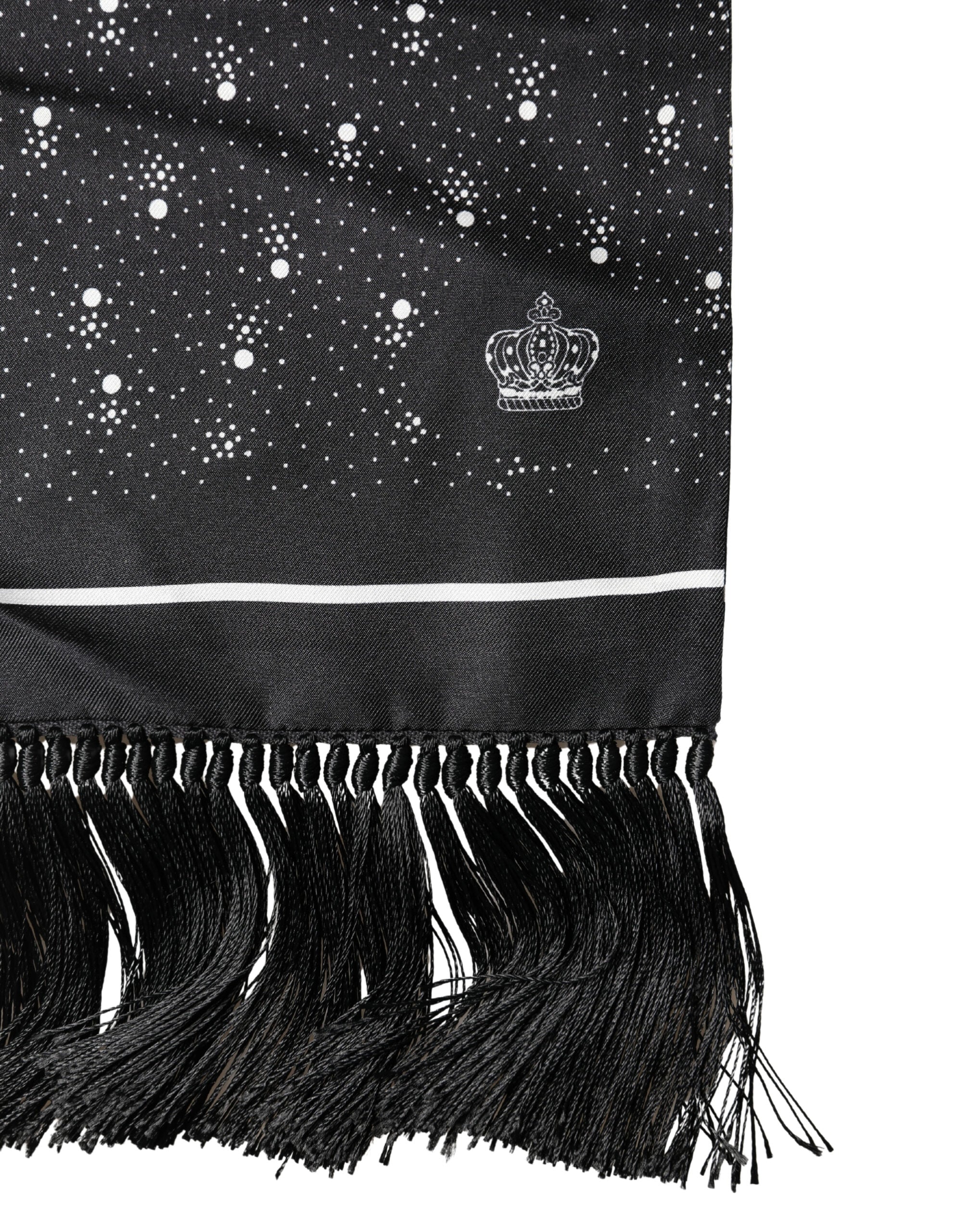 Dolce & Gabbana Silk Scarf with Black and White Polka Dot Pattern 140cm x 15cm