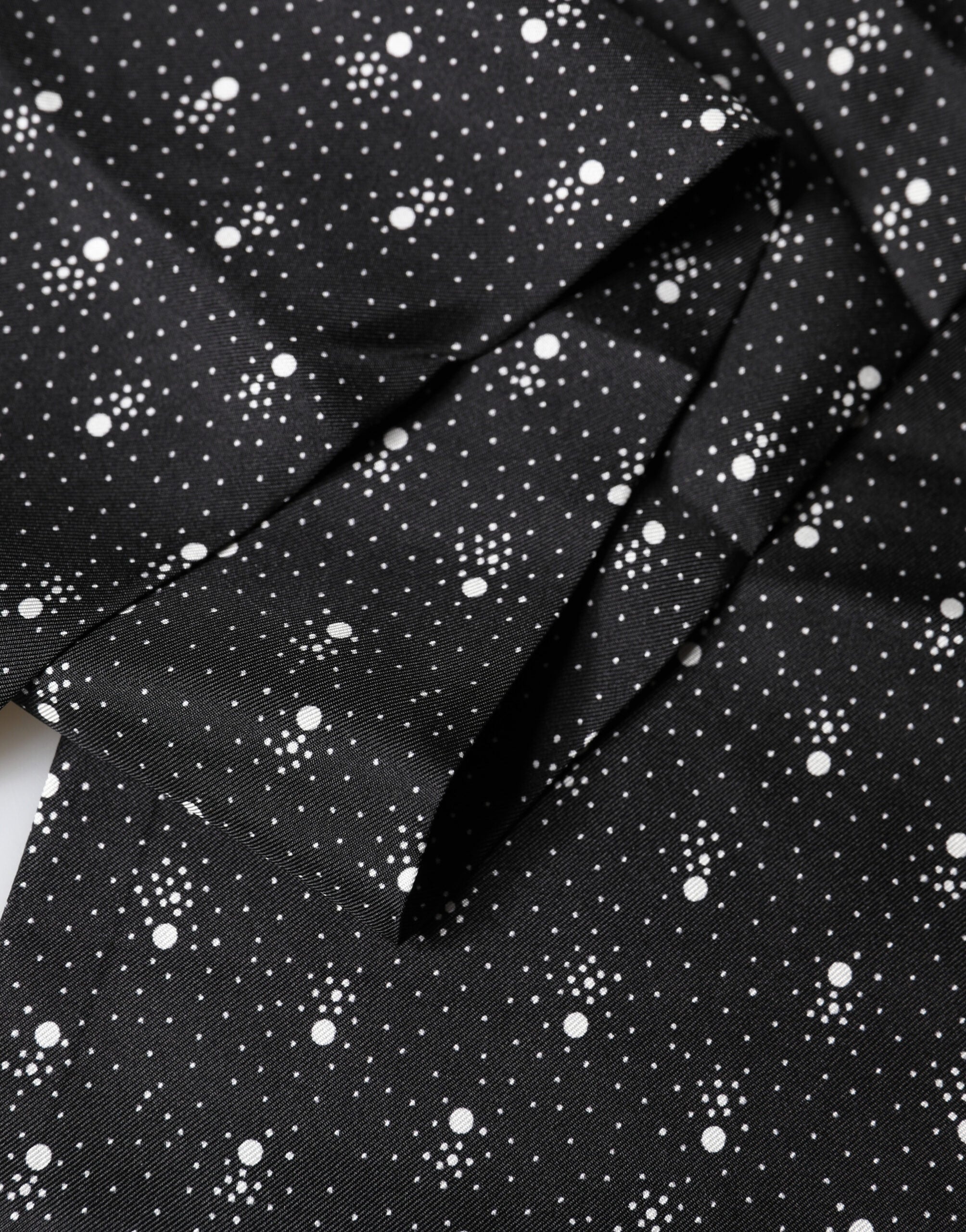 Dolce & Gabbana Silk Scarf with Black and White Polka Dot Pattern 140cm x 15cm