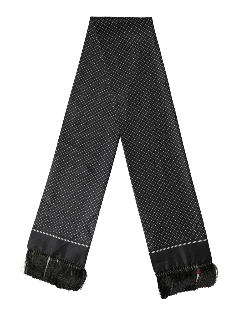 Dolce & Gabbana Black Silk Polka Dot Crown Foulard 140cm x 16.5cm Scarf