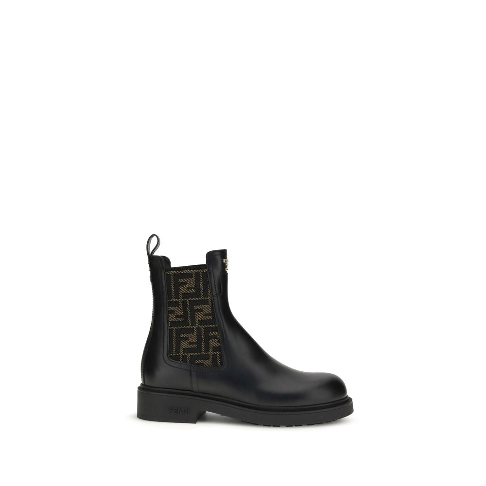 Fendi Schwarze Ankle Boots aus Kalbsleder Bos Taurus