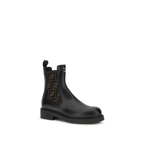 Fendi Schwarze Ankle Boots aus Kalbsleder Bos Taurus