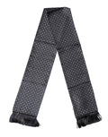 Dolce & Gabbana Schwarzer Seiden-Foulard mit geometrischem Fransenmuster 136cm x 15cm Schal
