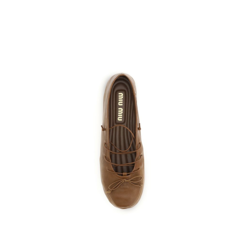 Miu Miu Brown Lambskin Ballerinas Ovis Aries Aries