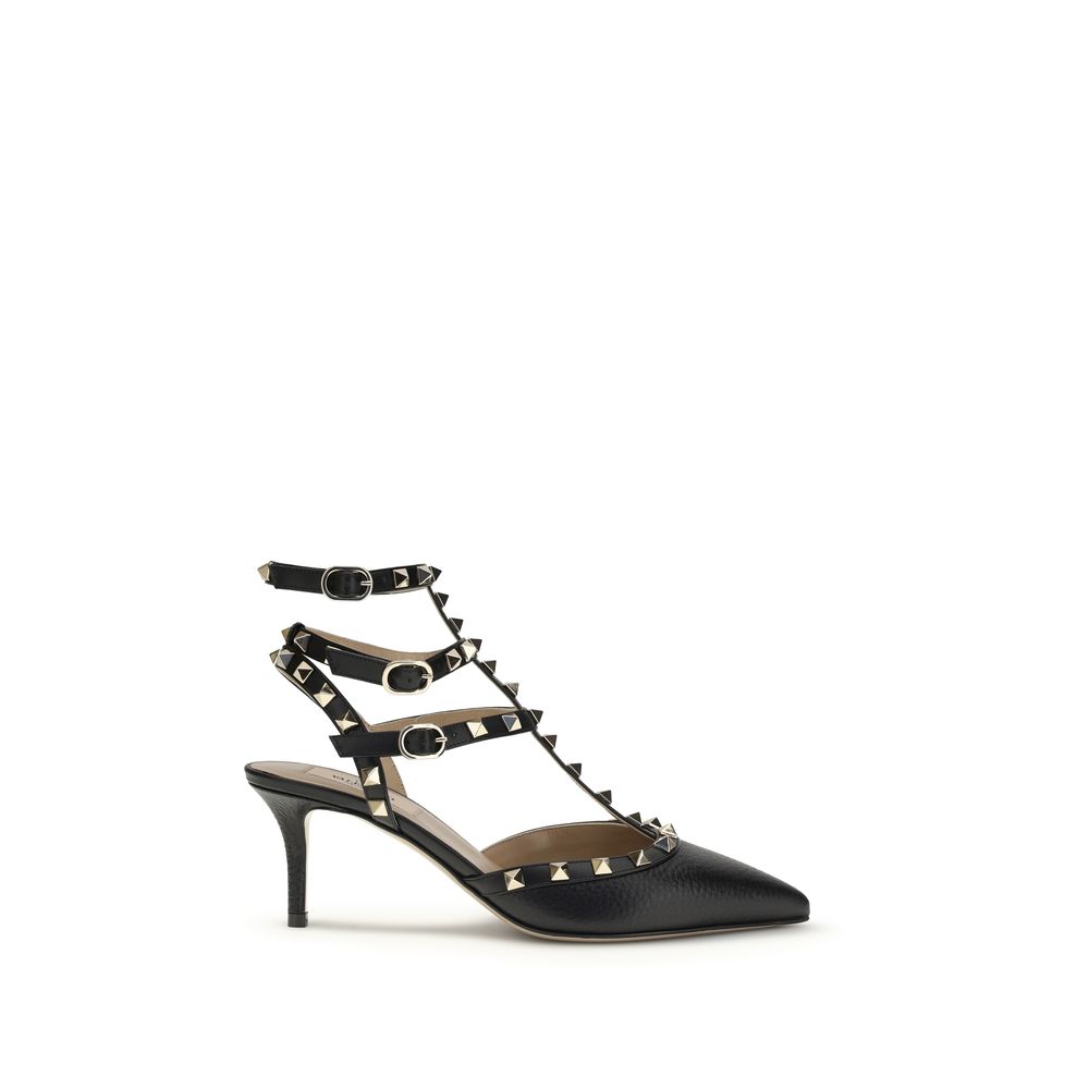 Valentino Garavani Black Calf Leather Bos Taurus High Heel Pumps