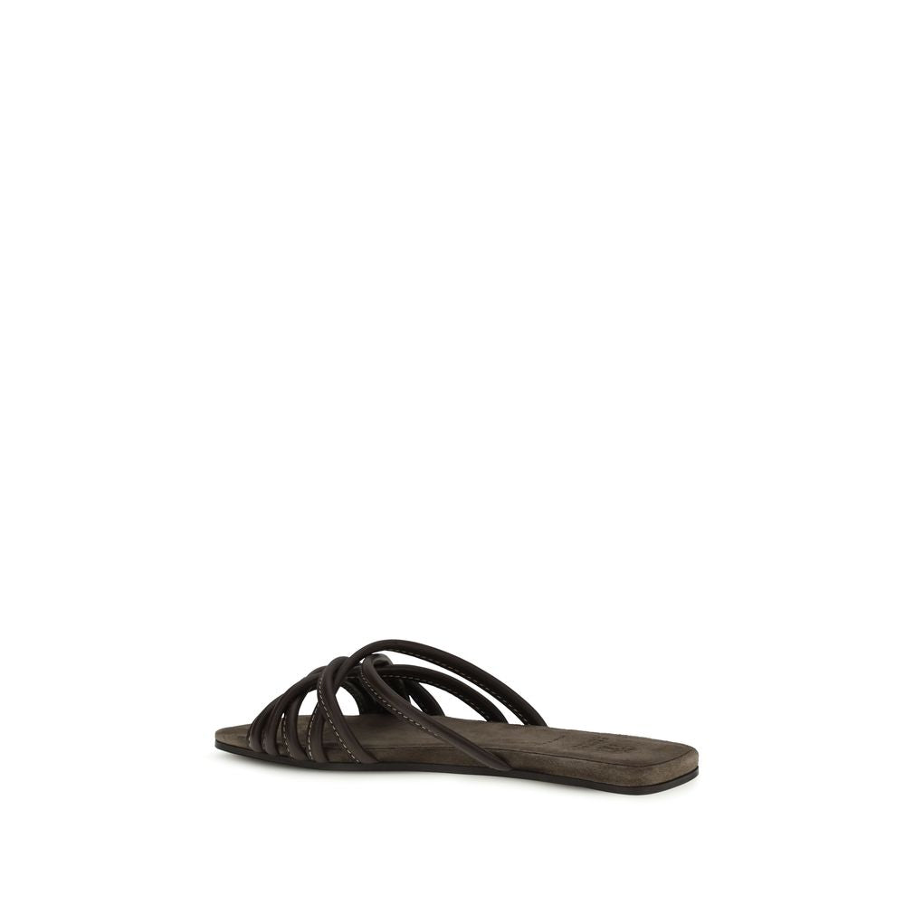 Brunello Cucinelli Brown Calfskin Sandals Bos Taurus