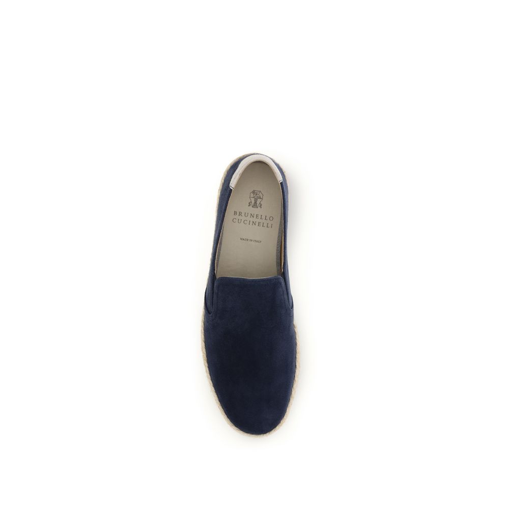 Brunello Cucinelli Blaue Kalbsleder Bos Taurus Espadrilles
