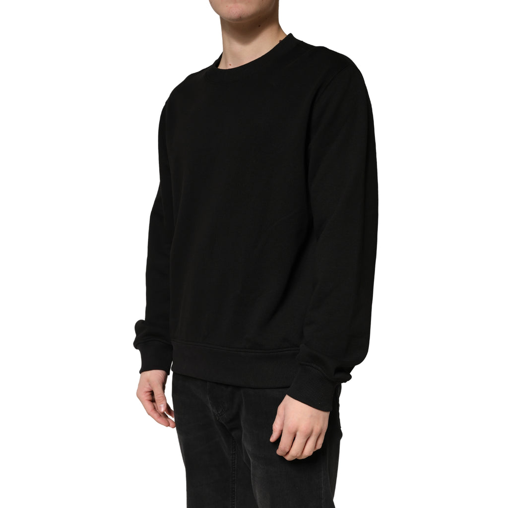 Dolce & Gabbana Pullover Schwarz Baumwolle Rundhalsausschnitt Sweatshirt