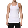 Dolce & Gabbana Weißes geripptes ärmelloses Tanktop aus Baumwolle