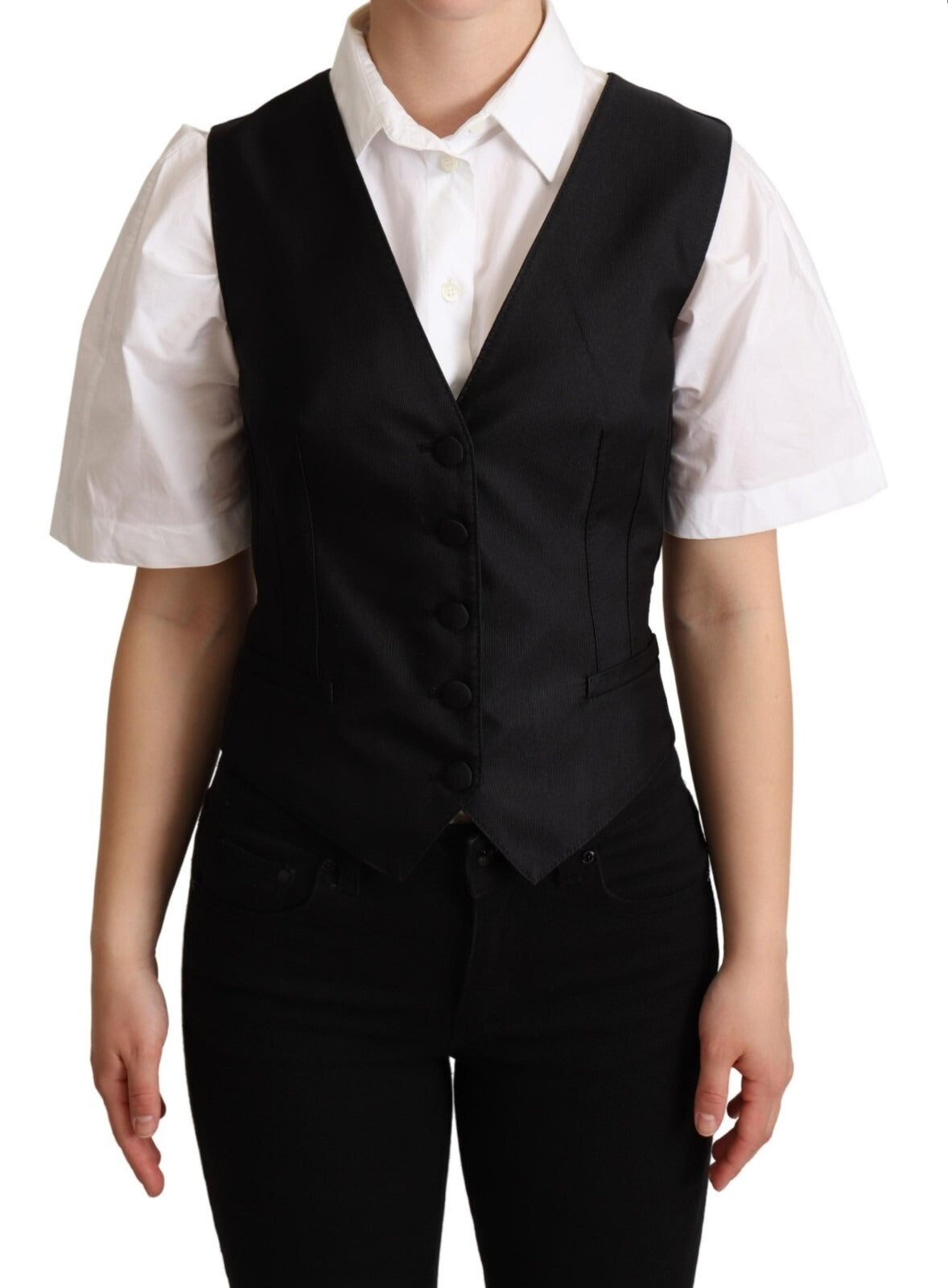 Dolce & Gabbana Sleeveless Black Silk Vest