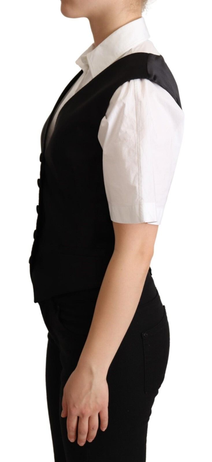 Dolce & Gabbana Sleeveless Black Silk Vest