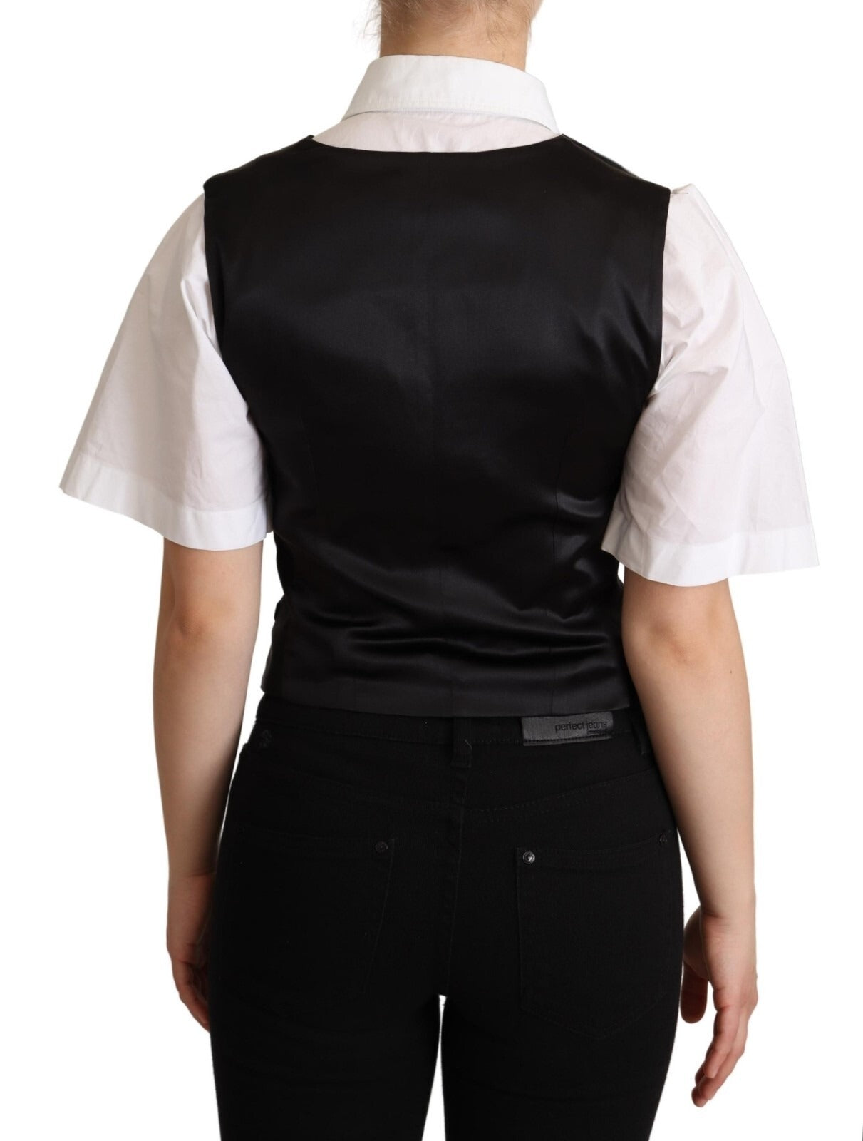 Dolce & Gabbana Sleeveless Black Silk Vest