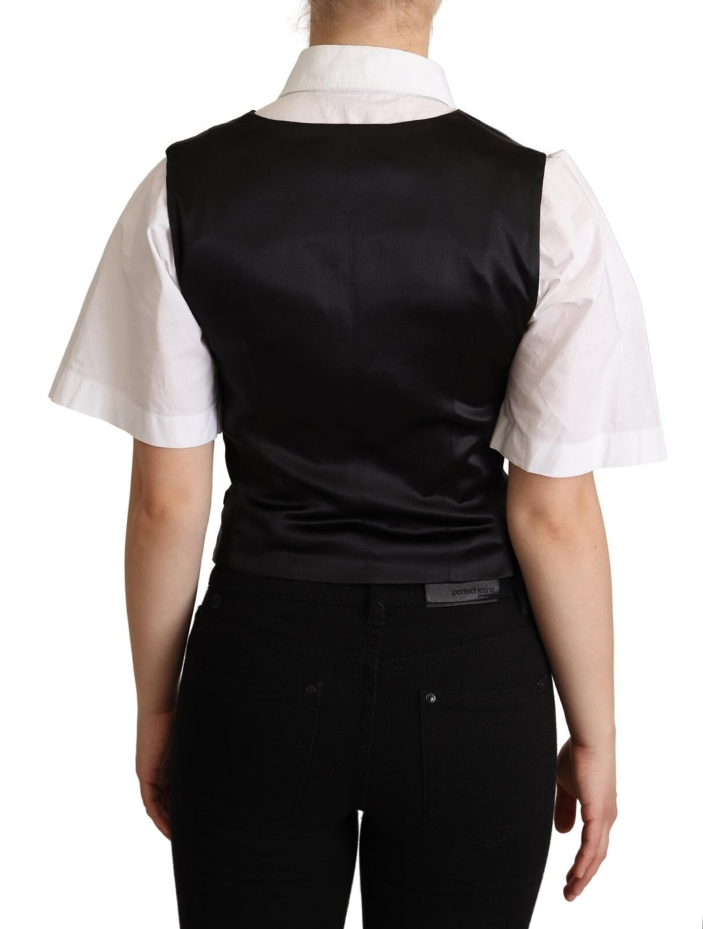 Dolce & Gabbana Ärmellose schwarze Seidenweste