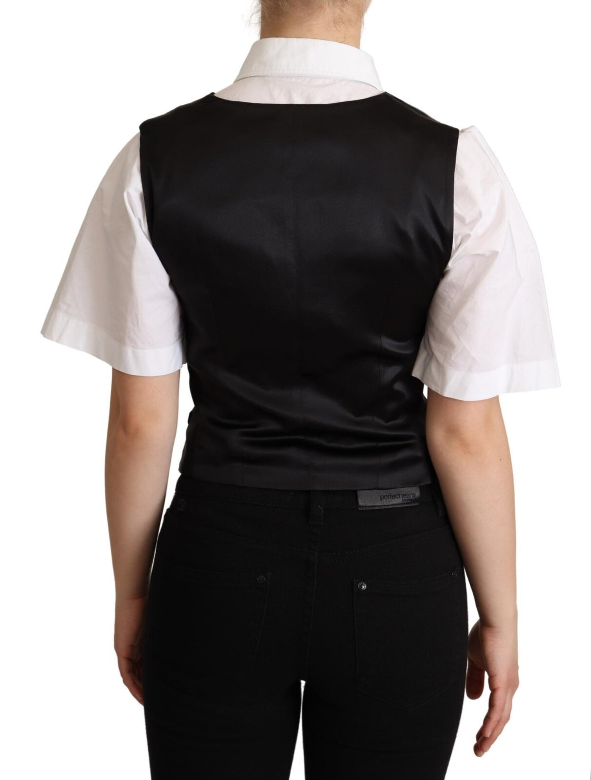 Dolce & Gabbana Ärmellose schwarze Seidenweste