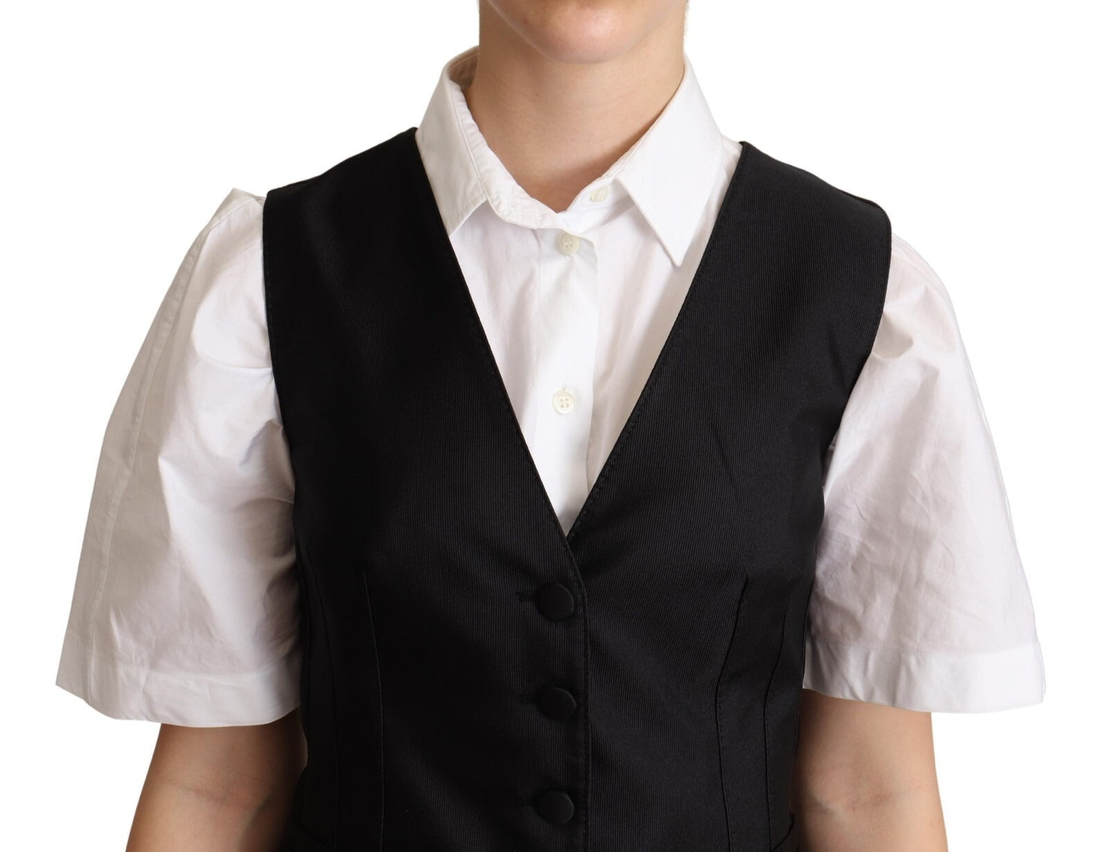 Dolce & Gabbana Sleeveless Black Silk Vest