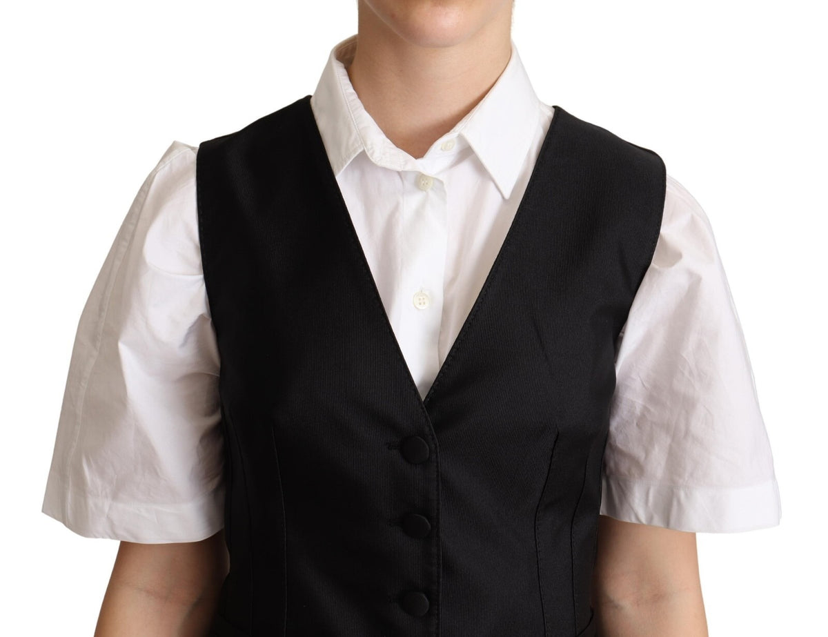 Dolce & Gabbana Ärmellose schwarze Seidenweste
