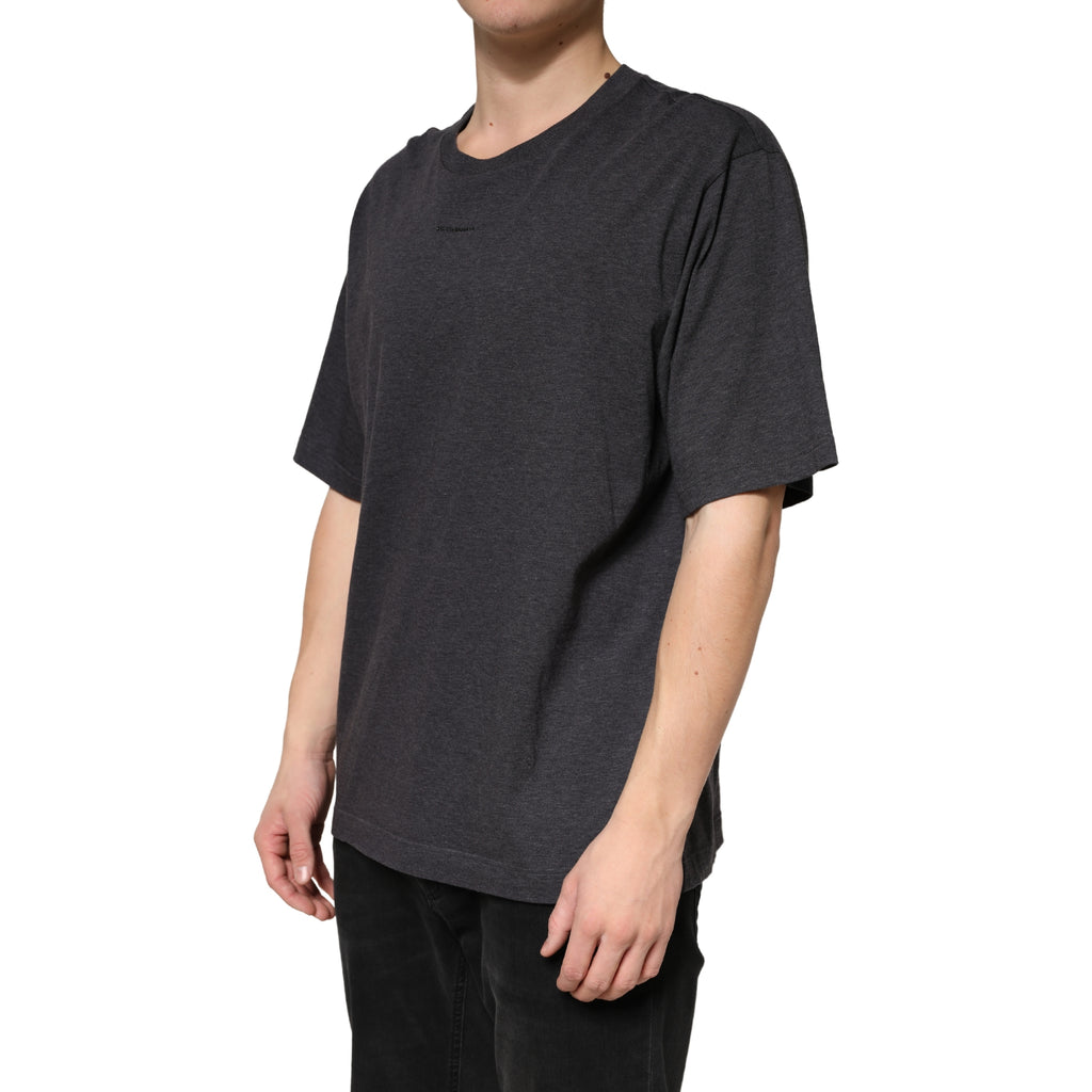 Dolce & Gabbana Dunkelgraues Baumwoll-T-Shirt mit Rundhalsausschnitt und kurzen Ärmeln