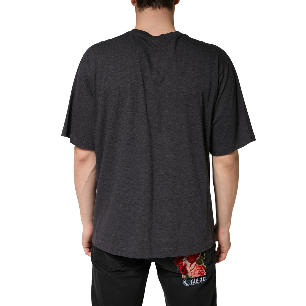 Dolce & Gabbana Dark Gray Cotton T-Shirt with Crew Neck and Short Sleeves