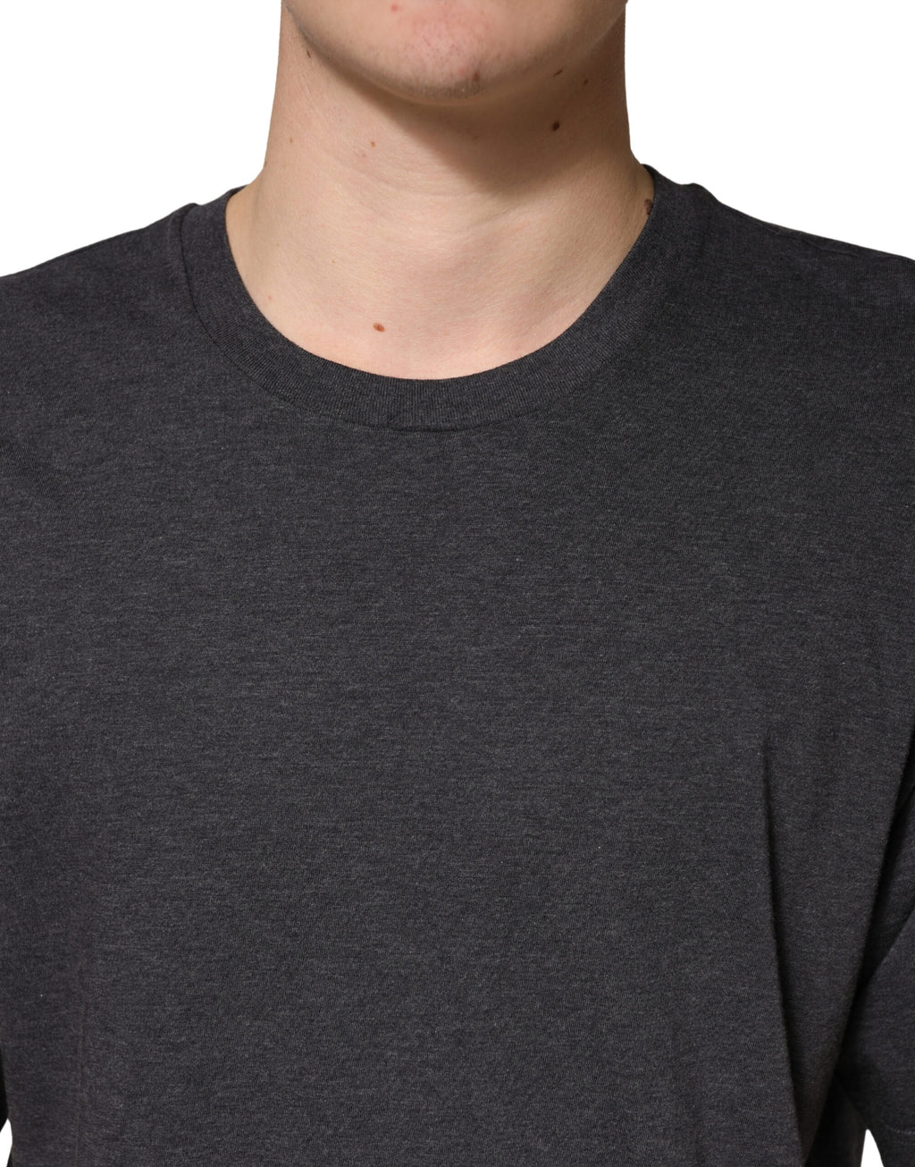 Dolce & Gabbana Dark Gray Cotton T-Shirt with Crew Neck and Short Sleeves