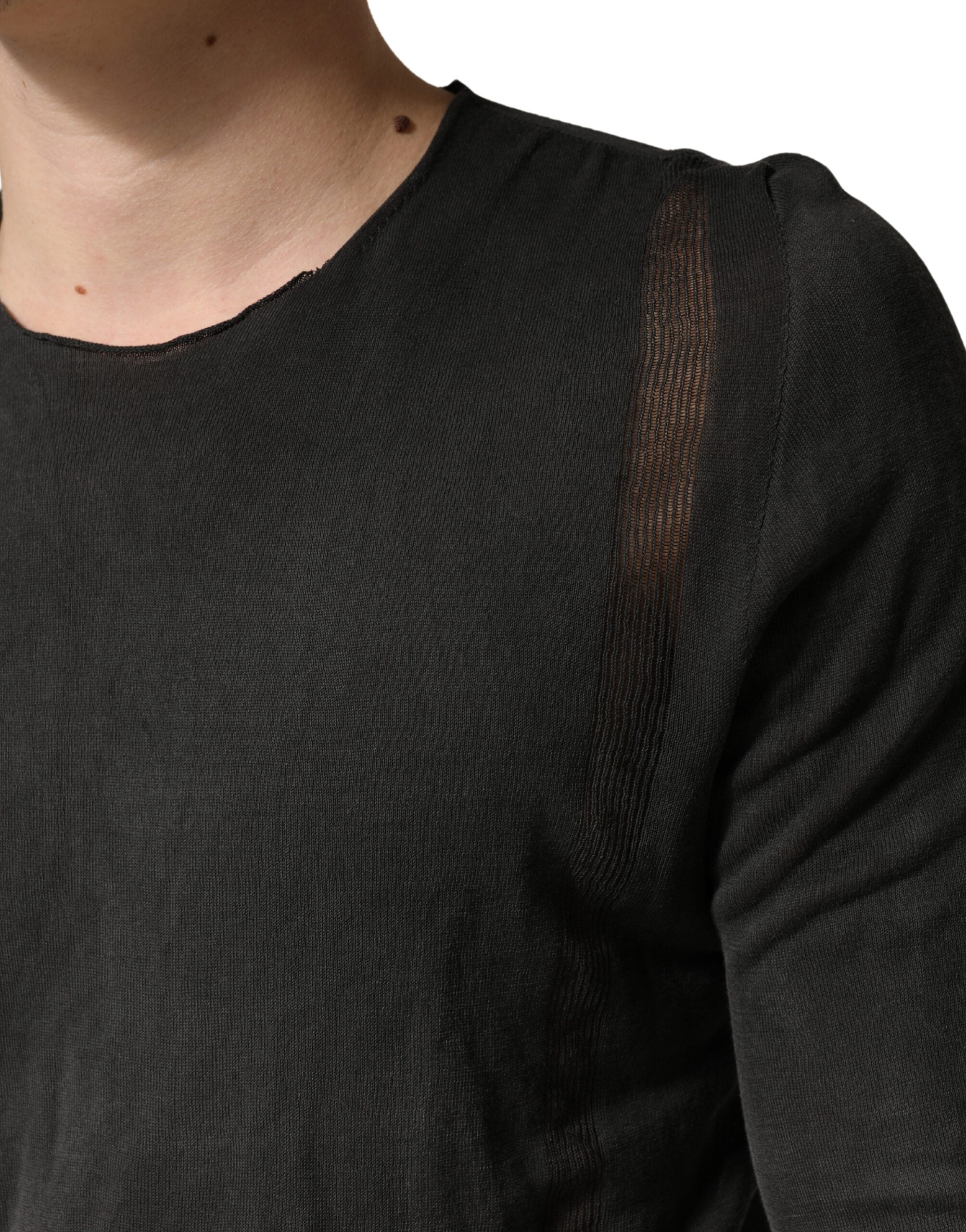 Dolce & Gabbana Dark Gray Cotton T-Shirt with Crew Neck and Short Sleeves