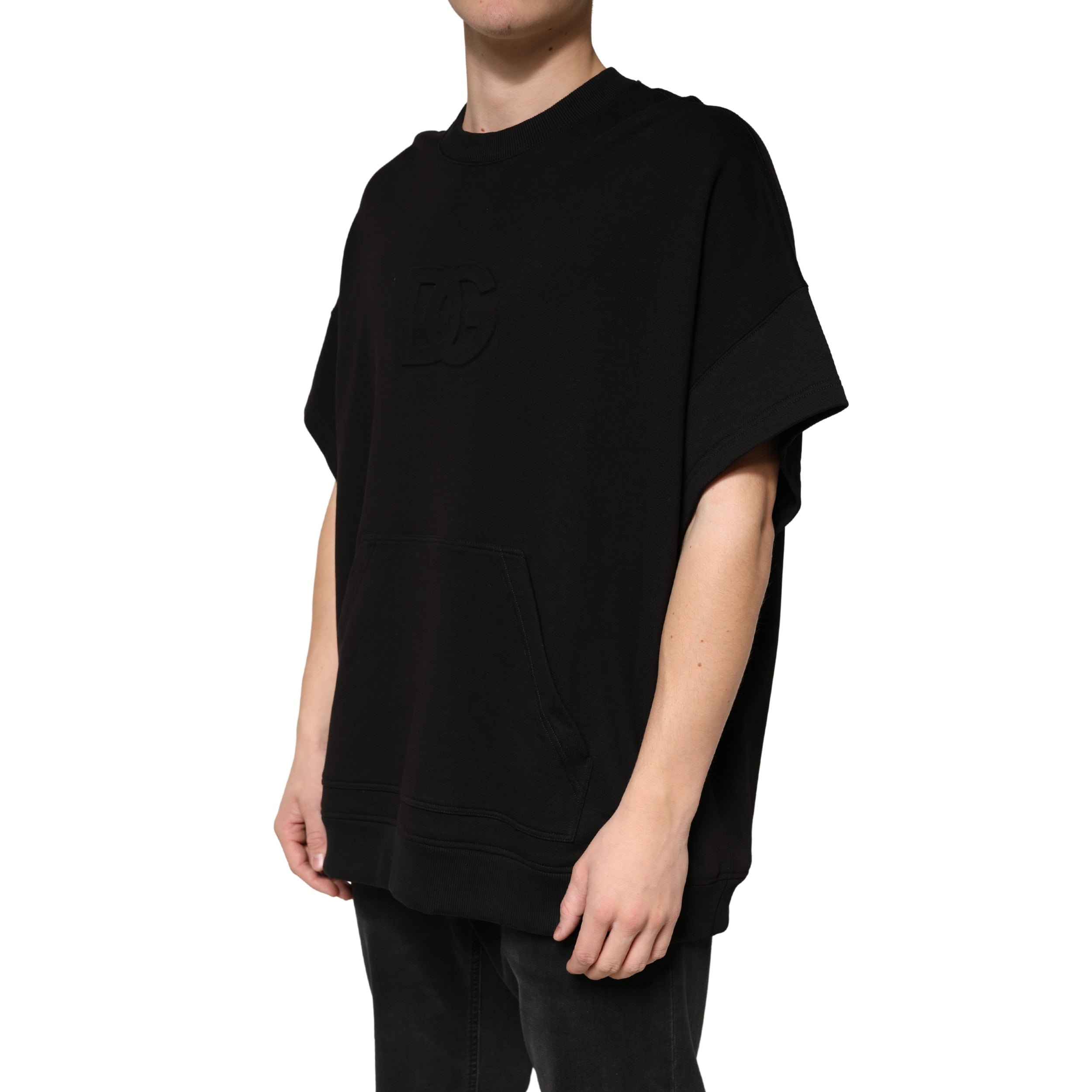 Dolce & Gabbana Black Cotton Crew-Neck Short-Sleeve T-Shirt