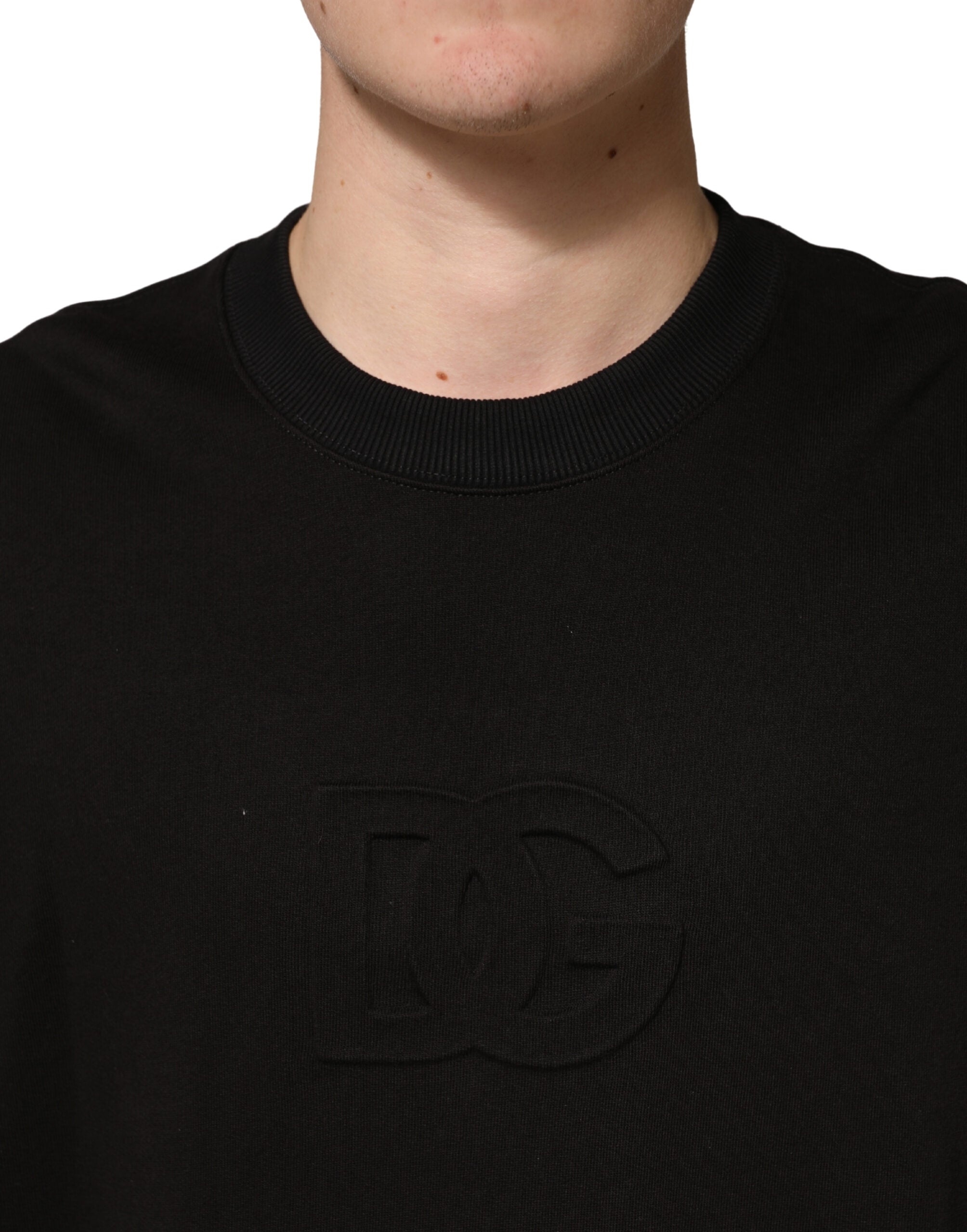 Dolce & Gabbana Black Cotton Crew-Neck Short-Sleeve T-Shirt