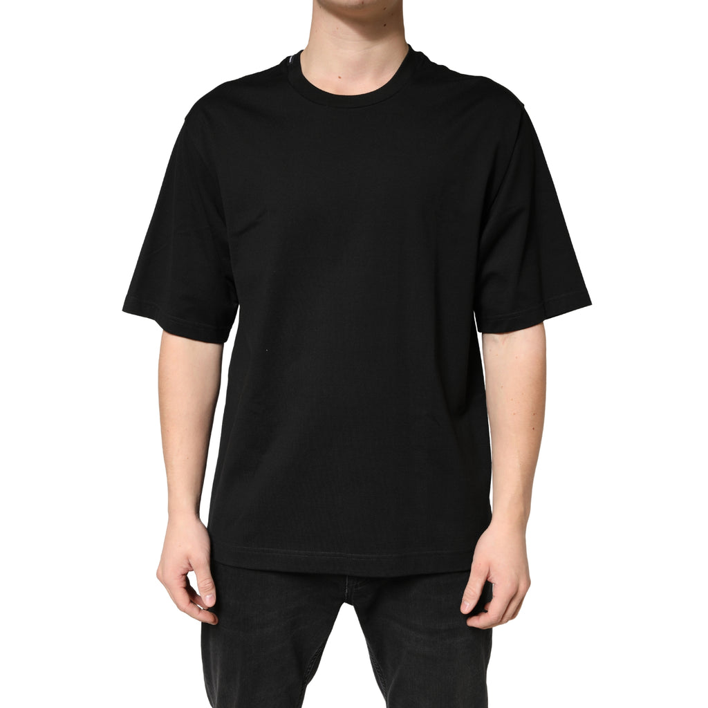 Dolce & Gabbana Black Cotton Crew-Neck Short-Sleeve T-Shirt