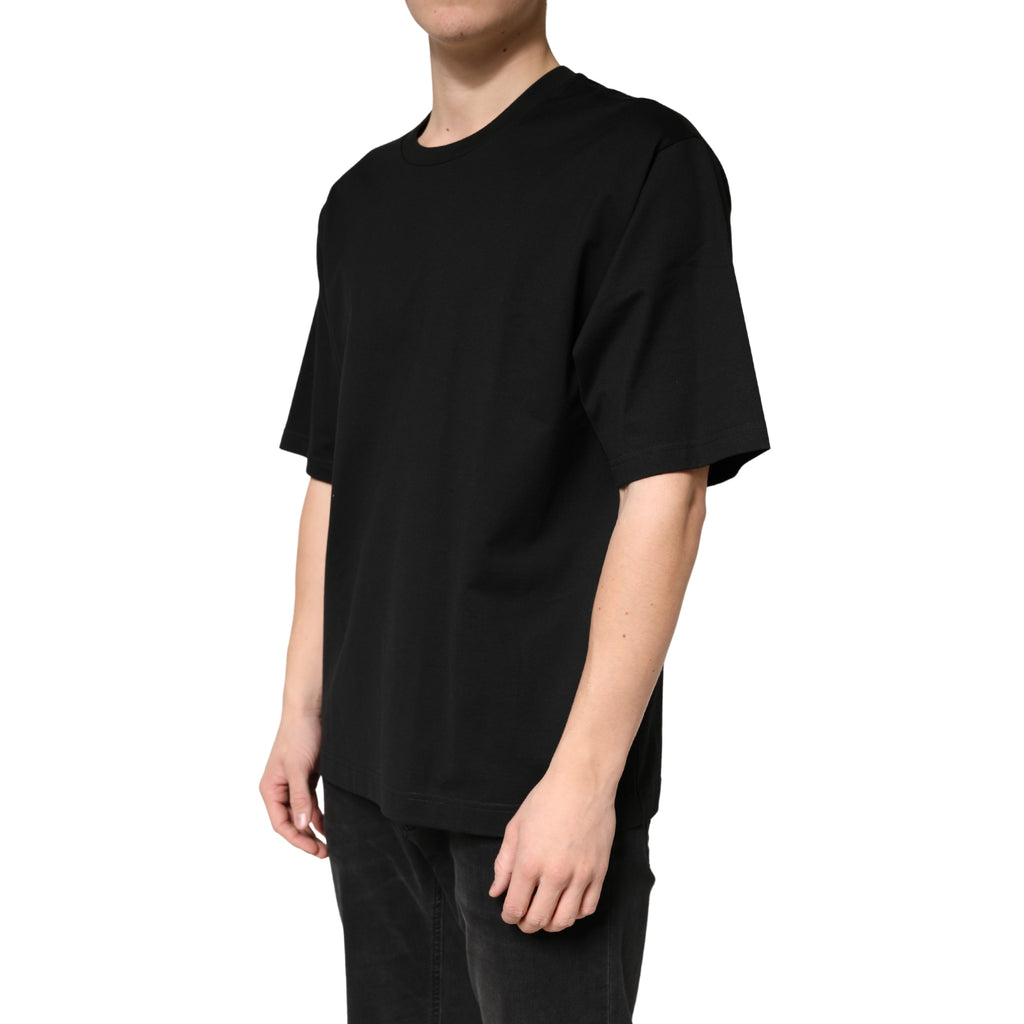 Dolce & Gabbana Black Cotton Crew-Neck Short-Sleeve T-Shirt