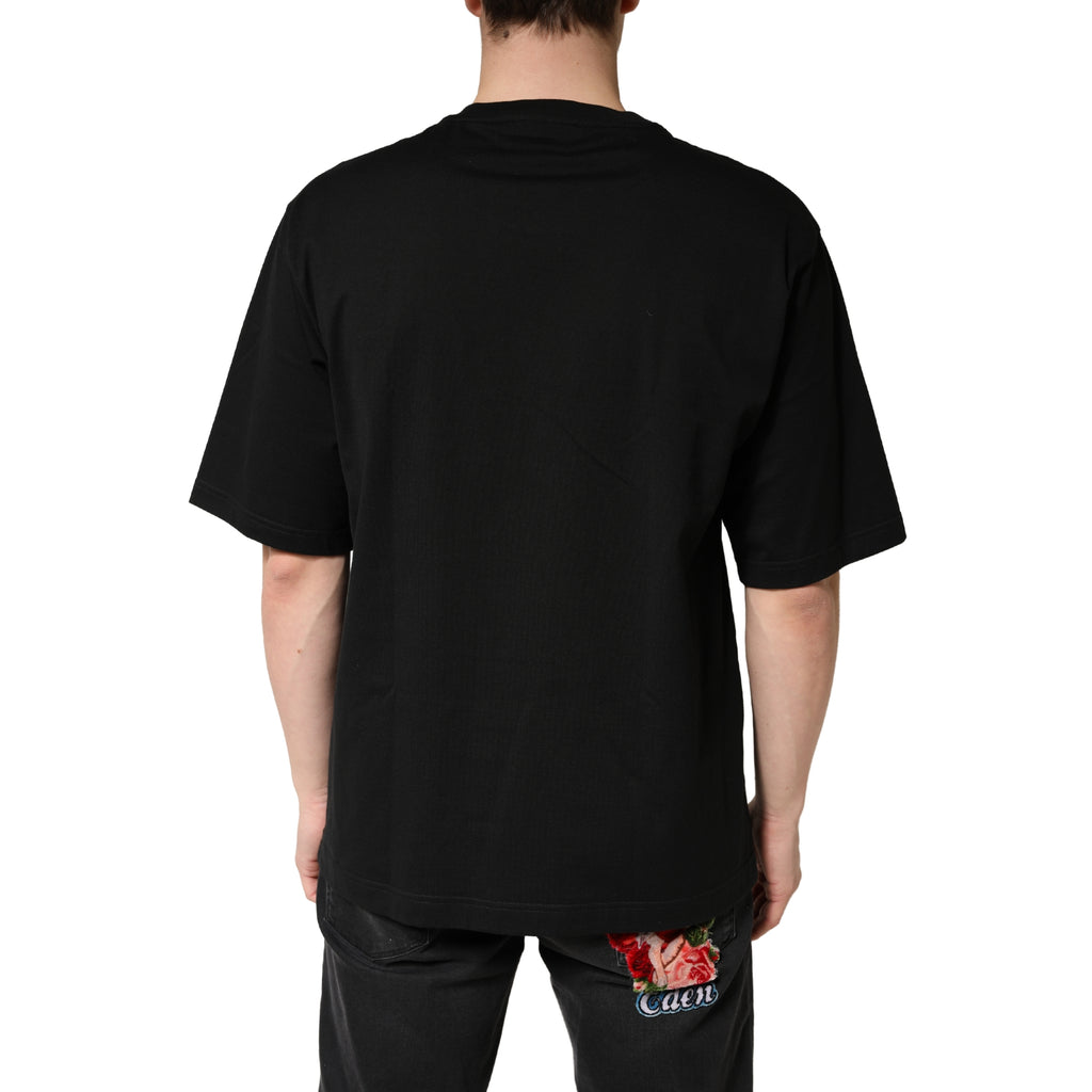 Dolce & Gabbana Black Cotton Crew-Neck Short-Sleeve T-Shirt