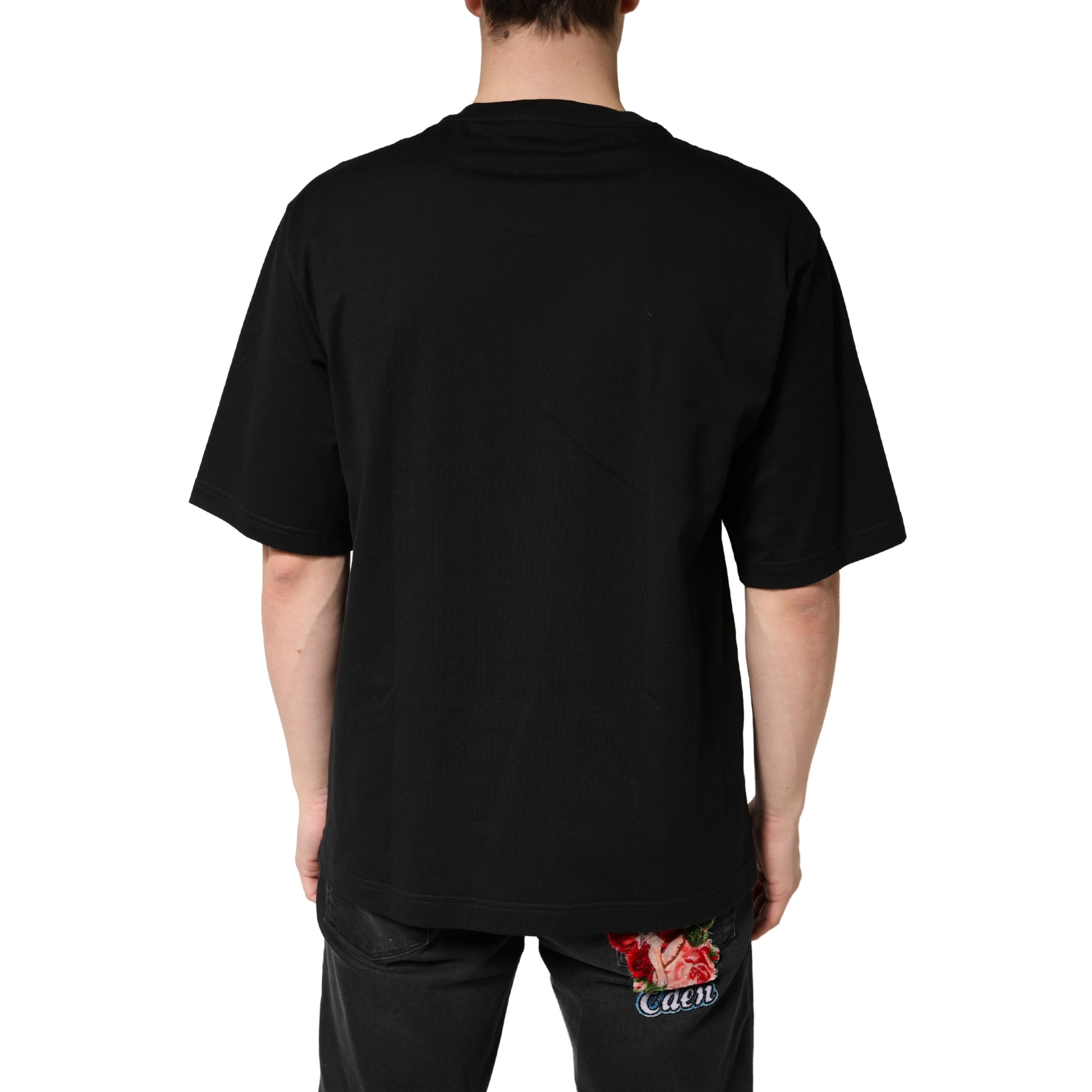 Dolce & Gabbana Black Cotton Crew-Neck Short-Sleeve T-Shirt