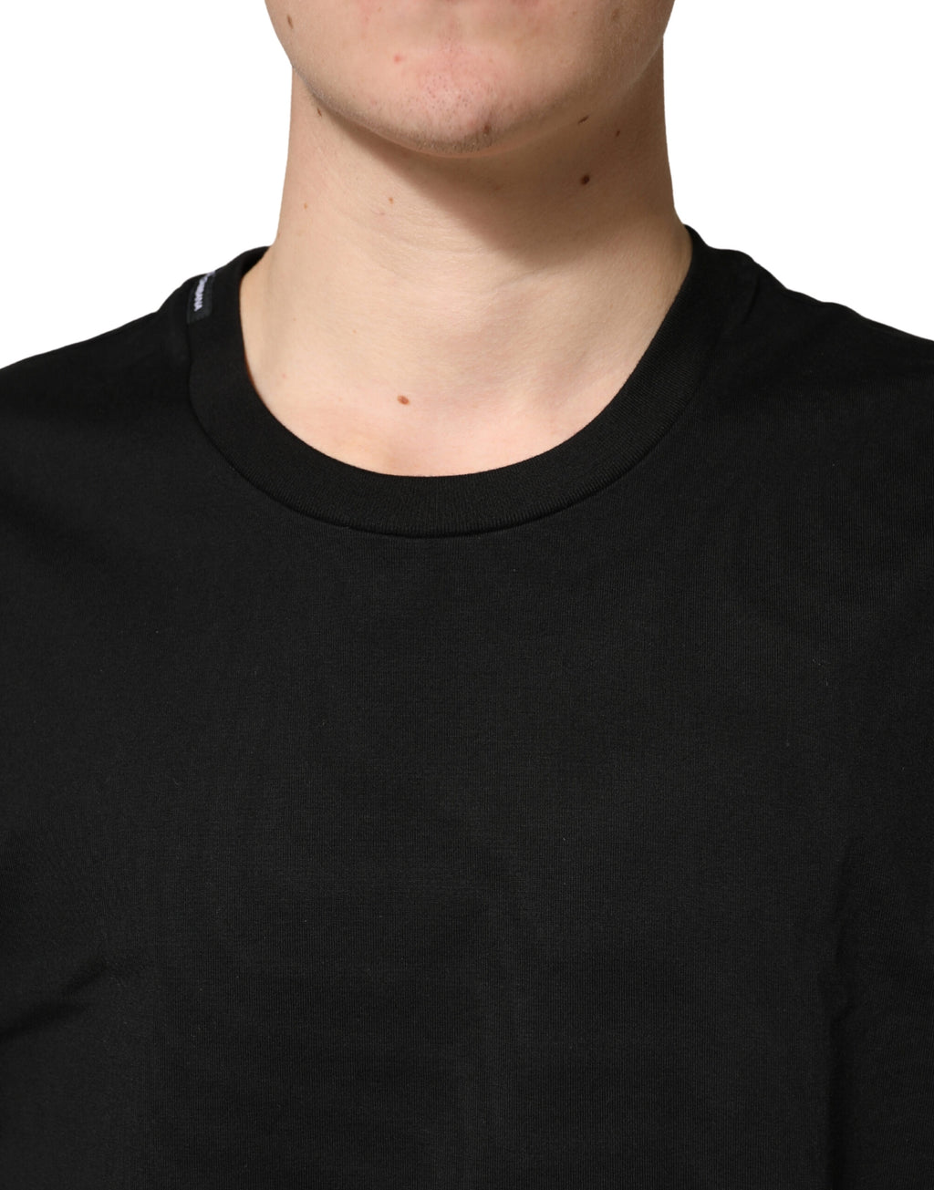Dolce & Gabbana Black Cotton Crew-Neck Short-Sleeve T-Shirt